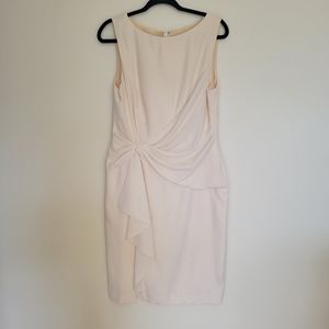 Carolina herrera off white sleeveless gathered ruffle cocktail dress